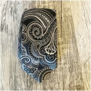 Donald Trump 100% Silk Tie Paisley Blue Silver Handmade Signature Collection